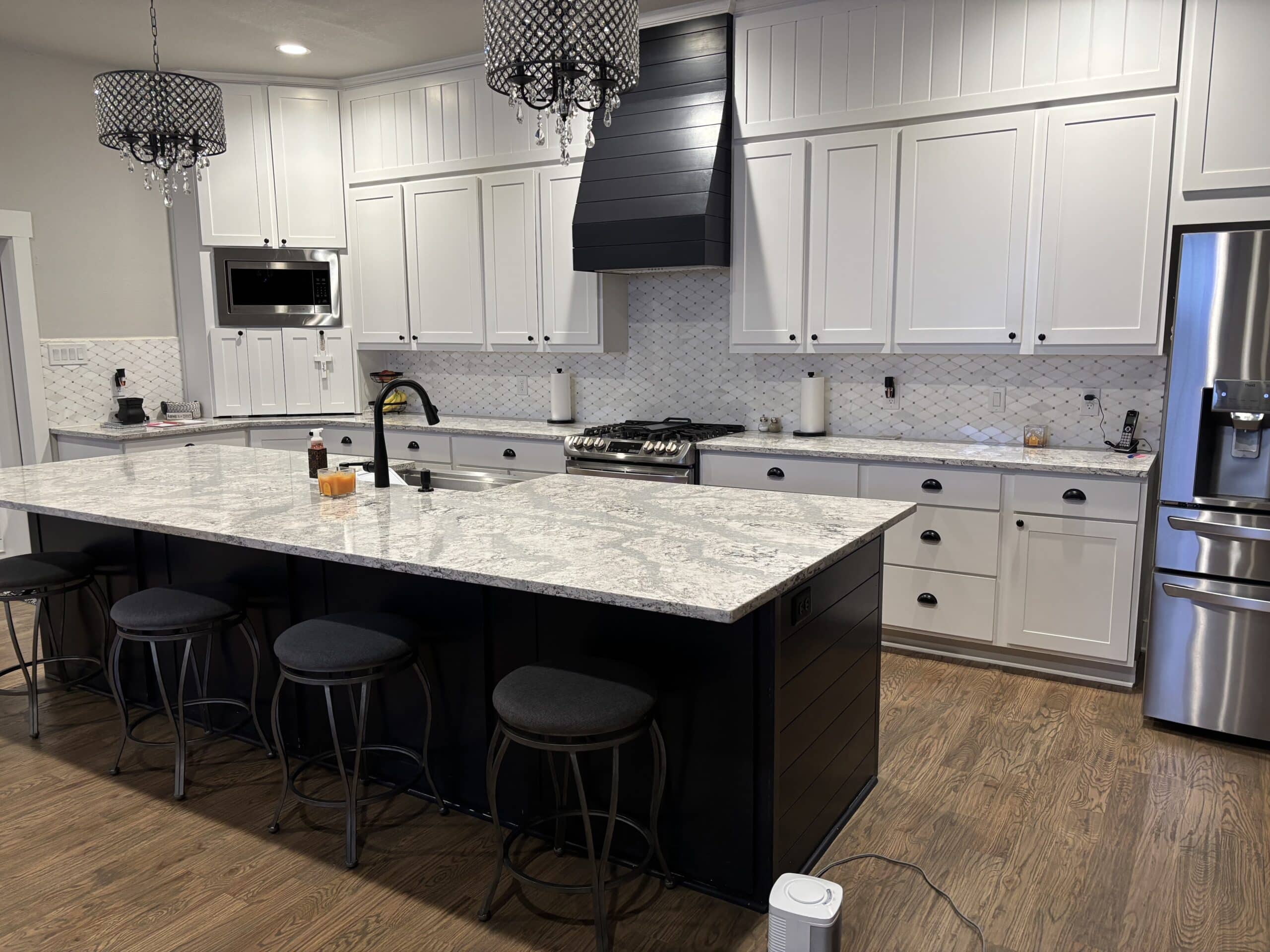 Modern kitchen built for a barndo in East Texas