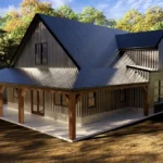 Modern barndominium in wooded setting