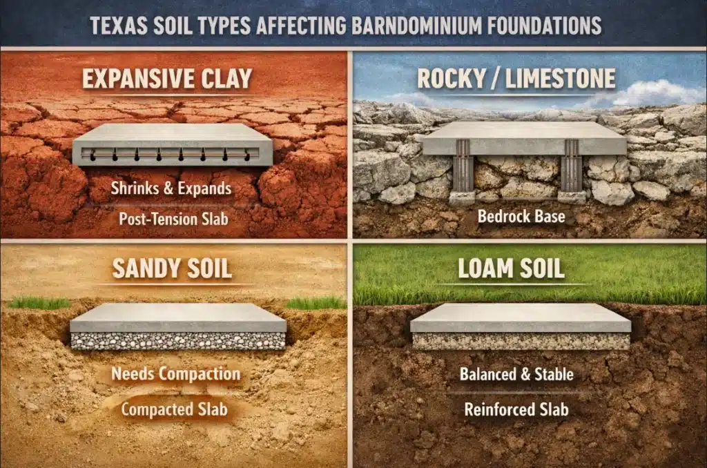 Types of soils in Texas explained highlighting the expansive clay soil in North Texas.