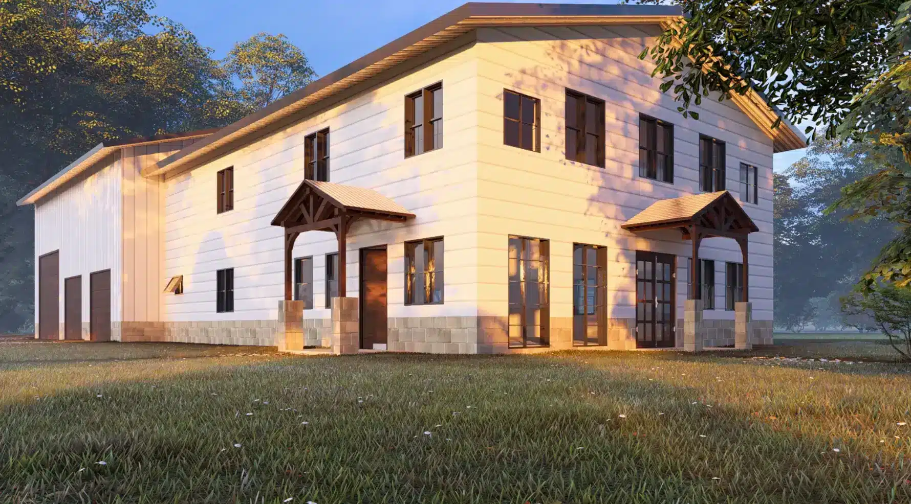 Custom two-story barndominium built by barndominium builders in Leon County, Texas