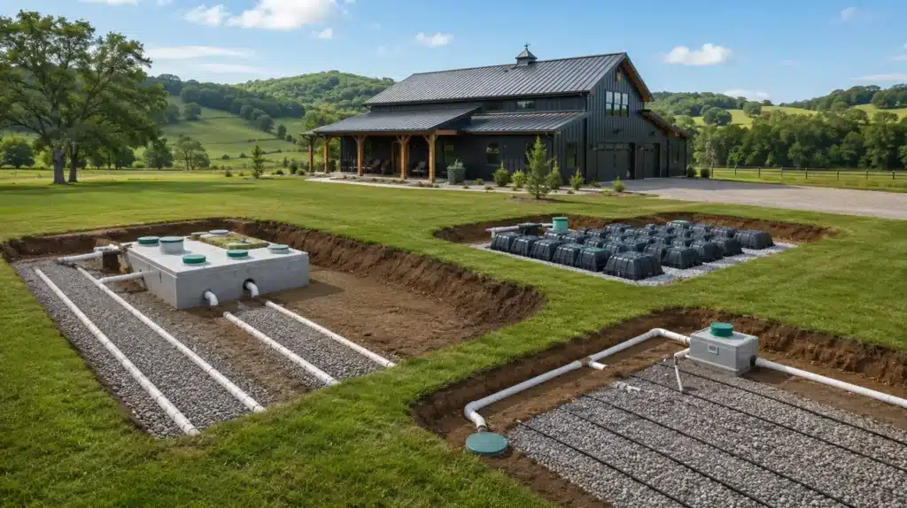 Demonstrating types of septic systems and how they are installed